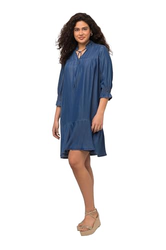 Ulla Popken Damen große Größen Übergrößen Plus Size Lyocell-Kleid, Jeansoptik, Tunika-Ausschnitt, 3/4-Arm Blue Denim 46+ 821513902-46+ von Ulla Popken