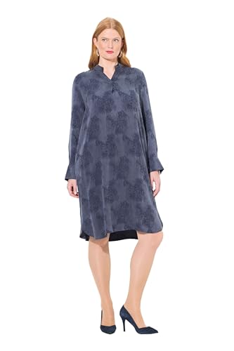 Ulla Popken Damen große Größen Übergrößen Plus Size Lyocell-Kleid, Stehkragen, V-Ausschnitt, Langarm Marine 50+ 837069130-50+ von Ulla Popken
