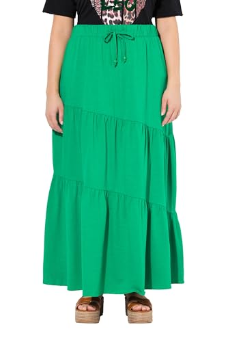Ulla Popken Damen große Größen Übergrößen Plus Size Maxi-Jerseyrock, Volantstufen, A-Linie, Elastikbund smaragdgrün 54+ 838917459-54+ von Ulla Popken