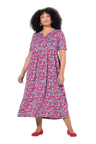 Ulla Popken Damen große Größen Übergrößen Plus Size Maxikleid, A-Linie, Tunika-Ausschnitt, Halbarm Marine 58+ 839643130-58+ von Ulla Popken
