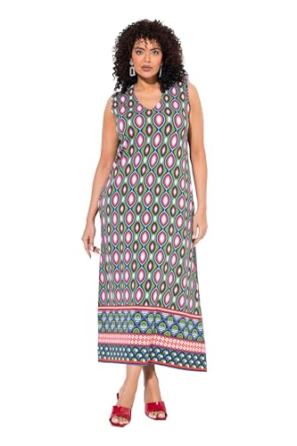 Ulla Popken Damen große Größen Übergrößen Plus Size Maxikleid, A-Linie, V-Ausschnitt, ärmellos, Taschen grasgrün 54+ 838846420-54+ von Ulla Popken