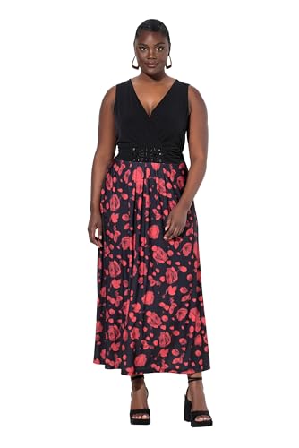 Ulla Popken Damen große Größen Übergrößen Plus Size Maxikleid, A-Linie, V-Ausschnitt, ärmellos, Taschen schwarz 54+ 835918130-54+ von Ulla Popken