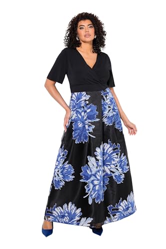 Ulla Popken Damen große Größen Übergrößen Plus Size Maxikleid, Ausbrenner-Rock, V-Ausschnitt, Halbarm schwarz 50+ 839936100-50+ von Ulla Popken