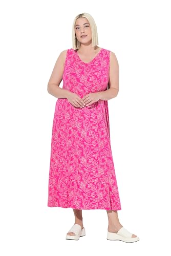 Ulla Popken Damen große Größen Übergrößen Plus Size Maxikleid, Gemustert, A-Linie, V-Ausschnitt, ärmellos magentapink 42+ 840040528-42+ von Ulla Popken