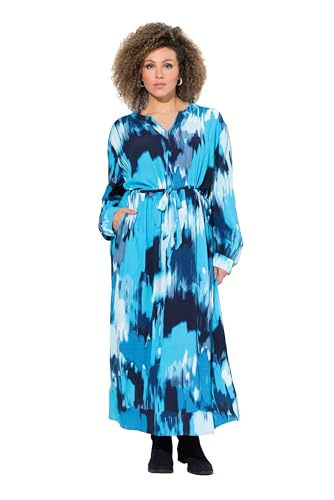 Ulla Popken Damen große Größen Übergrößen Plus Size Maxikleid, Krepp, Oversized, Tunika-Ausschnitt, Langarm aquamarin 42+ 834065760-42+ von Ulla Popken