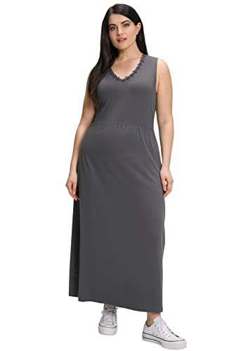 Ulla Popken Damen große Größen Übergrößen Plus Size Maxikleid, Spitze, A-Linie, V-Ausschnitt, ärmellos dunkelgrau 50+ 809893100-50+ von Ulla Popken