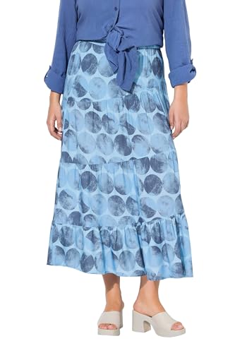 Ulla Popken Damen große Größen Übergrößen Plus Size Maxirock, Ziernähte, A-Linie, Elastikbund lichtblau 58+ 838231720-58+ von Ulla Popken