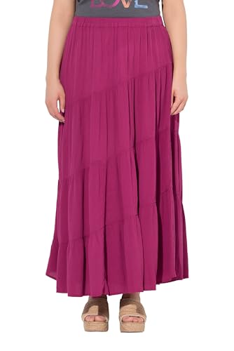 Ulla Popken Female Maxirock, Diagonale Nähte, A-Linie, Elastikbund Skirt, Magnolienrot, 58-60 EU von Ulla Popken