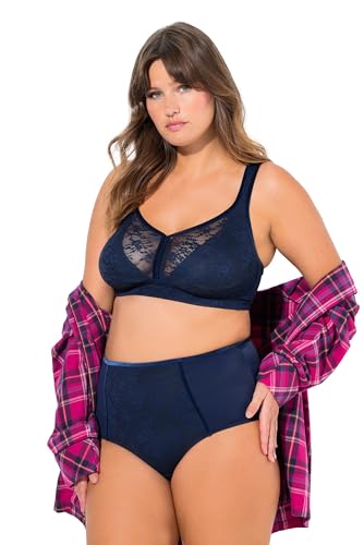 Ulla Popken Damen große Größen Übergrößen Plus Size Maxislip, Spitzeneinsatz, Mikrofaser Nachtblau 50+ 830360139-50+ von Ulla Popken