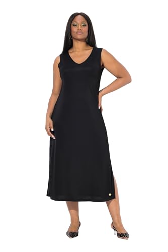 Ulla Popken Damen große Größen Übergrößen Plus Size Midi-Slinkykleid, A-Linie, V-Ausschnitt, Piqué, ärmellos schwarz 42+ 828522100-42+ von Ulla Popken
