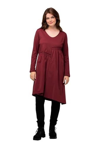 Ulla Popken Damen große Größen Übergrößen Plus Size Midikeid, asymmetrischer Rock, V-Ausschnitt, Langarm Beere 46+ 823883339-46+ von Ulla Popken