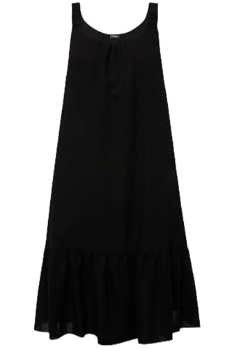 Ulla Popken Damen große Größen Übergrößen Plus Size Midikleid, Elastikträger, Rundhals, ärmellos, Taschen schwarz 54+ 829437100-54+ von Ulla Popken