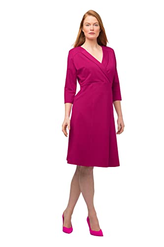 Ulla Popken Damen große Größen Übergrößen Plus Size Midikleid, Etuikleid, V-Ausschnitt, Wickeloptik, 3/4-Arm Magenta 50+ 816965810-50+ von Ulla Popken