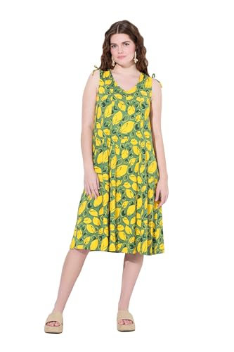 Ulla Popken Damen große Größen Übergrößen Plus Size Midikleid, Jersey, Zitronen, V-Ausschnitt, ärmellos, Biobaumwolle moosgrün 42+ 840633435-42+ von Ulla Popken