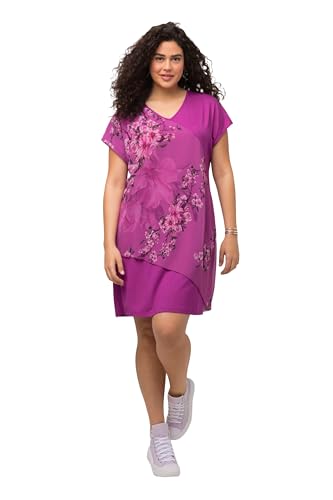 Ulla Popken Damen große Größen Übergrößen Plus Size Midikleid, Kirschblüten, V-Ausschnitt, Halbarm Orchidee 54+ 819786810-54+ von Ulla Popken