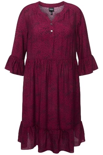 Ulla Popken Damen große Größen Übergrößen Plus Size Midikleid, Punkte, A-Linie, Tunika-Ausschnitt, 3/4-Arm Rubin 50+ 821902540-50+ von Ulla Popken