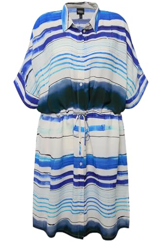 Ulla Popken Damen große Größen Übergrößen Plus Size Midikleid, Streifen, Oversized, Hemdkragen, Halbarm Marine 42+ 827516770-42+ von Ulla Popken