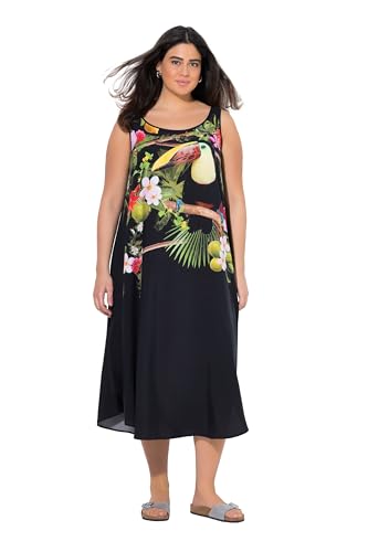 Ulla Popken Damen große Größen Übergrößen Plus Size Midikleid, Tukan, A-Linie, Rundhals, ärmellos schwarz 54+ 837569100-54+ von Ulla Popken