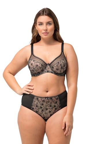 Ulla Popken Damen große Größen Übergrößen Plus Size Midislip, Mesh, Blütenspitze schwarz 62+ 824457100-62+ von Ulla Popken