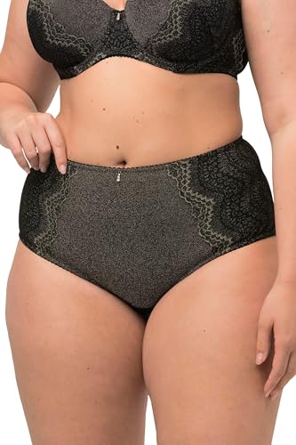 Ulla Popken Damen große Größen Übergrößen Plus Size Midislip, goldglänzende Spitze, Blickdicht schwarz 58+ 820428100-58+ von Ulla Popken