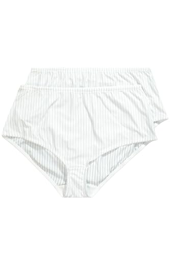 Ulla Popken Damen Midislips, 2er-Pack, Nadelstreifen, höher geschnitten, weiß, 58/60 von Ulla Popken