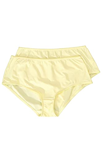 Ulla Popken Damen große Größen Übergrößen Plus Size Midislips, 2er-Pack, Nadelstreifen, höher geschnitten vanillegelb 46+ 800279600-46+ von Ulla Popken