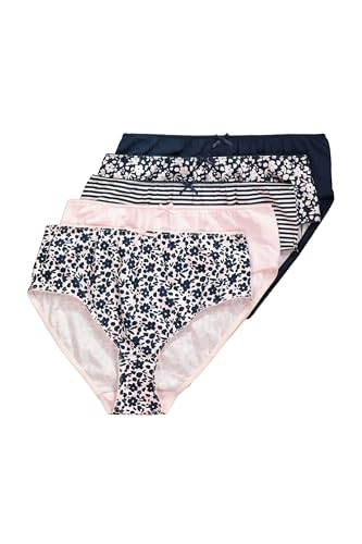 Ulla Popken Damen große Größen Übergrößen Plus Size Midislips, 5er-Pack, Blumen/einfarbig Nachtblau 58+ 834386139-58+ von Ulla Popken