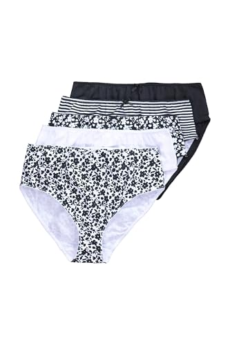 Ulla Popken Damen große Größen Übergrößen Plus Size Midislips, 5er-Pack, Blumen/einfarbig schwarz 46+ 834386100-46+ von Ulla Popken