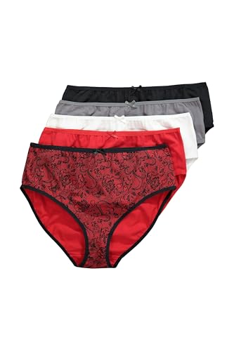 Ulla Popken Damen 5 Pack of Panties- Paisley Hose, Salsa, 54-56 EU von Ulla Popken