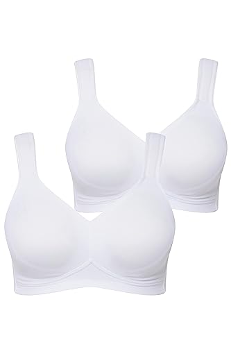 Ulla Popken Damen Mikrofaser-BH, 2er Pack Cup C-d BH, Schneeweiß, 100C EU von Ulla Popken