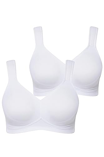 Ulla Popken Damen Mikrofaser-BH, 2er Pack Cup C-d BH, Schneeweiß, 110C EU von Ulla Popken
