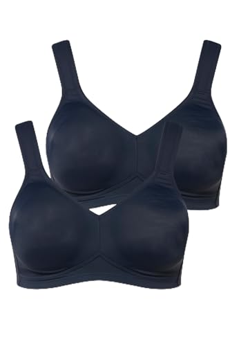 Ulla Popken Damen große Größen Übergrößen Plus Size Mikrofaser-BH, 2er-Pack, ohne Bügel, vorgeformte Cups von Ulla Popken