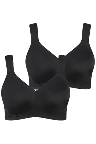 Ulla Popken Damen große Größen Übergrößen Plus Size Mikrofaser-BH, 2er-Pack, ohne Bügel, vorgeformte Cups von Ulla Popken