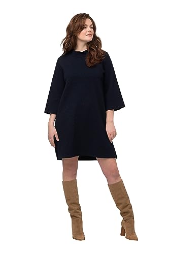 Ulla Popken Damen große Größen Übergrößen Plus Size Minikleid, Struktur, Stehkragen, 3/4-Arm, Biobaumwolle Marine 50+ 821479130-50+ von Ulla Popken