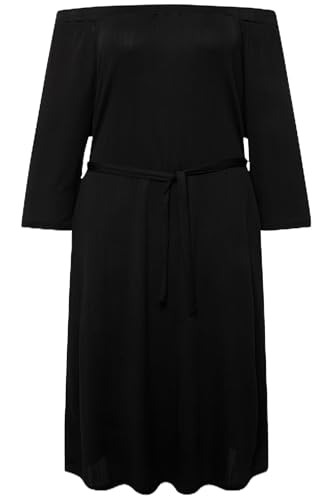 Ulla Popken Damen große Größen Übergrößen Plus Size Minikleid, Strukturjersey, schulterfrei, 3/4-Arm schwarz 54+ 827740100-54+ von Ulla Popken