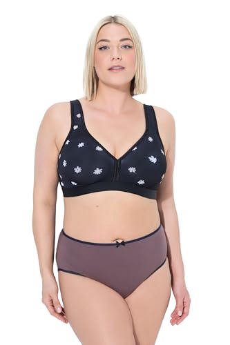 Ulla Popken Damen große Größen Übergrößen Plus Size Minimizer-BH, Blüten, ohne Bügel, Cup C - D schwarz 115C 838472100-115C von Ulla Popken