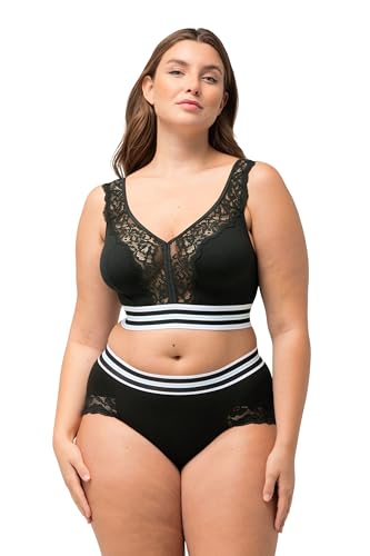 Ulla Popken Damen große Größen Übergrößen Plus Size Minimizer-Bralette, Spitze, ohne Bügel schwarz 110F 803815100-110F von Ulla Popken