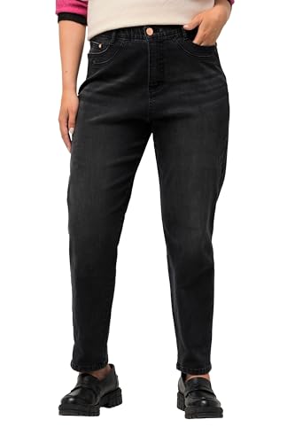 Ulla Popken Damen große Größen Übergrößen Plus Size Mom-Jeans, Saumumschlag, Ziernaht, Komfortbund Black 52 823815100-52 von Ulla Popken