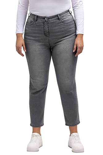 Ulla Popken Damen große Größen Übergrößen Plus Size Mom-Jeans, innen Bedruckt, weiter 5-Pocket-Schnitt Grey Denim 21 812550905-21 von Ulla Popken