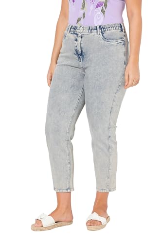 Ulla Popken Damen große Größen Übergrößen Plus Size Mom-Jeans, konisches Bein, Komfortbund Mattes Jeansblau 52 835367190-52 von Ulla Popken