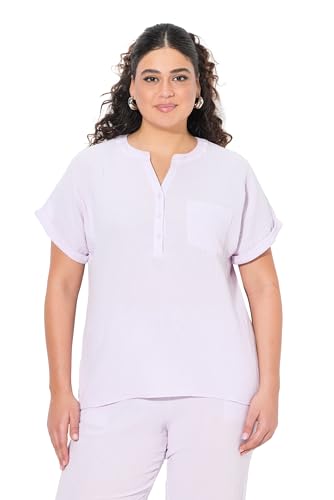Ulla Popken Damen große Größen Übergrößen Plus Size Musselin-Bluse, Oversized, Tunika-Ausschnitt, Halbarm von Ulla Popken
