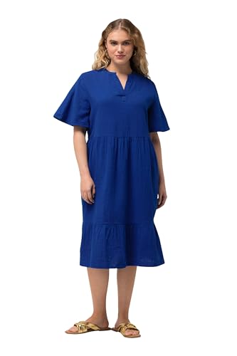 Ulla Popken Damen große Größen Übergrößen Plus Size Musselin-Kleid, A-Linie, Tunika-Ausschnitt, Halbarm Hellviolett 50+ 827384804-50+ von Ulla Popken