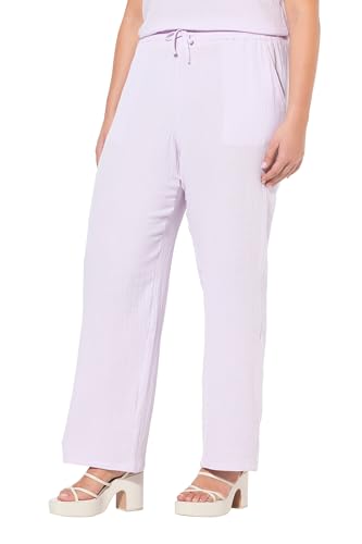 Ulla Popken Damen große Größen Übergrößen Plus Size Musselin-Schlupfhose Rose, weites Bein, Elastikbund Lavendel 46+ 827584808-46+ von Ulla Popken