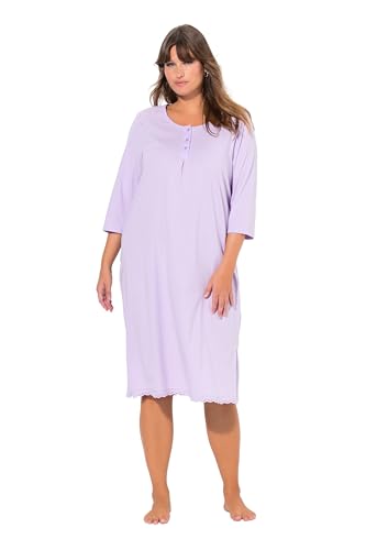 Ulla Popken Damen große Größen Übergrößen Plus Size Nachthemd, Lochstickerei, Zierfalte, Rundhals, 3/4-Arm zartes Lavendel 42+ 833659800-42+ von Ulla Popken