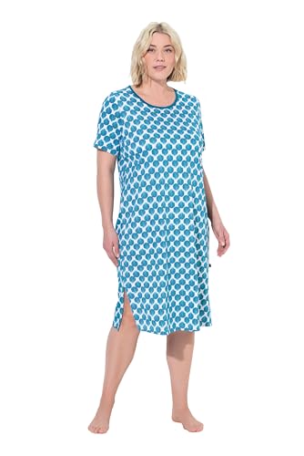 Ulla Popken Damen große Größen Übergrößen Plus Size Nachthemd, Muscheln, Rundhals, Halbarm lagunen grün 46+ 837434764-46+ von Ulla Popken