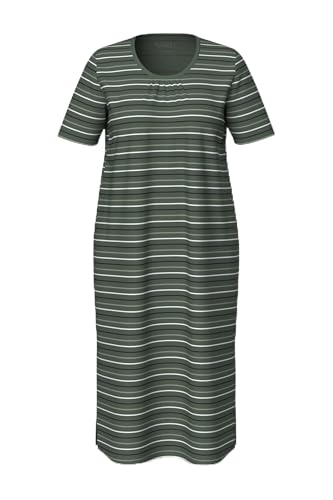Ulla Popken Damen große Größen Übergrößen Plus Size Nachthemd, Ringel, Rundhals, Halbarm Khaki 46+ 830403194-46+ von Ulla Popken
