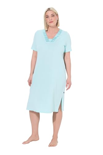 Ulla Popken Damen große Größen Übergrößen Plus Size Nachthemd, Satin-Zierblende, V-Ausschnitt, Halbarm helles mintgrün 42+ 837930701-42+ von Ulla Popken