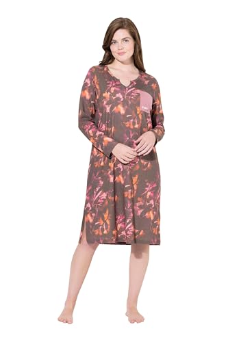 Ulla Popken Damen große Größen Übergrößen Plus Size Nachthemd, Tunika-Ausschnitt, Langarm, Biobaumwolle Dunkles Taupe 46+ 834544350-46+ von Ulla Popken