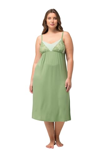 Ulla Popken Damen große Größen Übergrößen Plus Size Negligé, Spitzenband, V-Ausschnitt, verstellbare Träger blassgrün 54+ 820615410-54+ von Ulla Popken