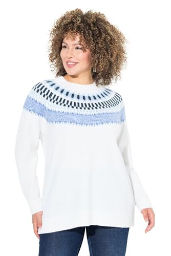 Ulla Popken Damen große Größen Übergrößen Plus Size Norweger-Pullover, Rundhals, Langarm, weicher Feinstrick von Ulla Popken